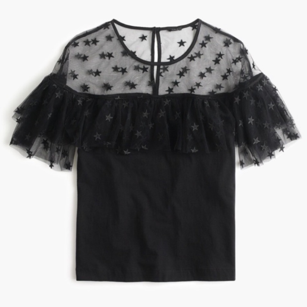 J. Crew Star Mesh T-Shirt Party Blouse Size XL